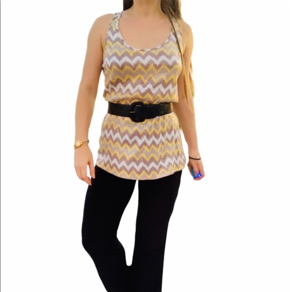INC International Layers Concept Sequin Tank Top Chevron - Picture 3 of 16